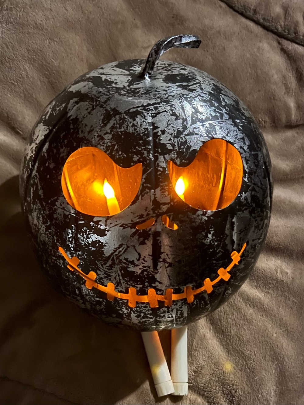 Disney Black & Silver Metal Jack Skellington Pumpkin Lantern